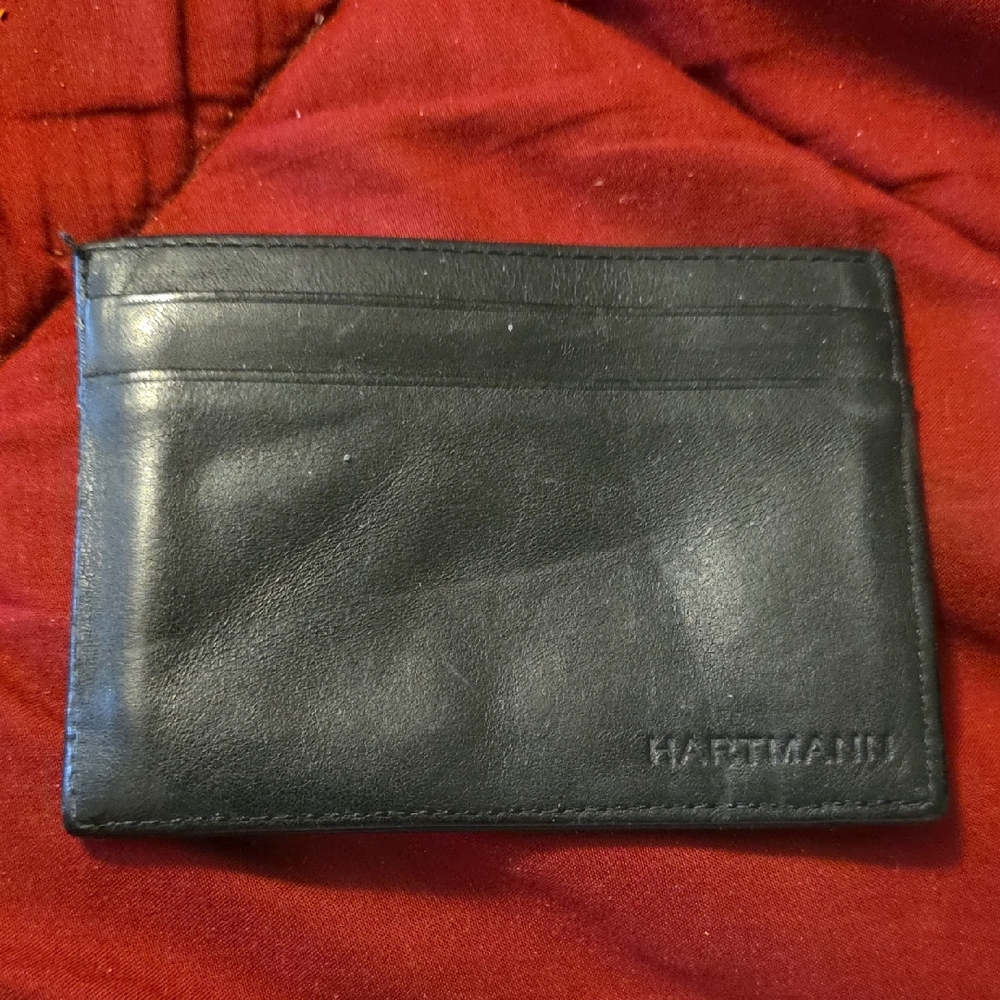 VINTAGE HARTMANN BLACK LEATHER CARD HOLDER